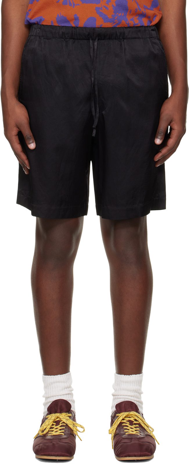 Black Viscose Cotton Shorts 261358M193029