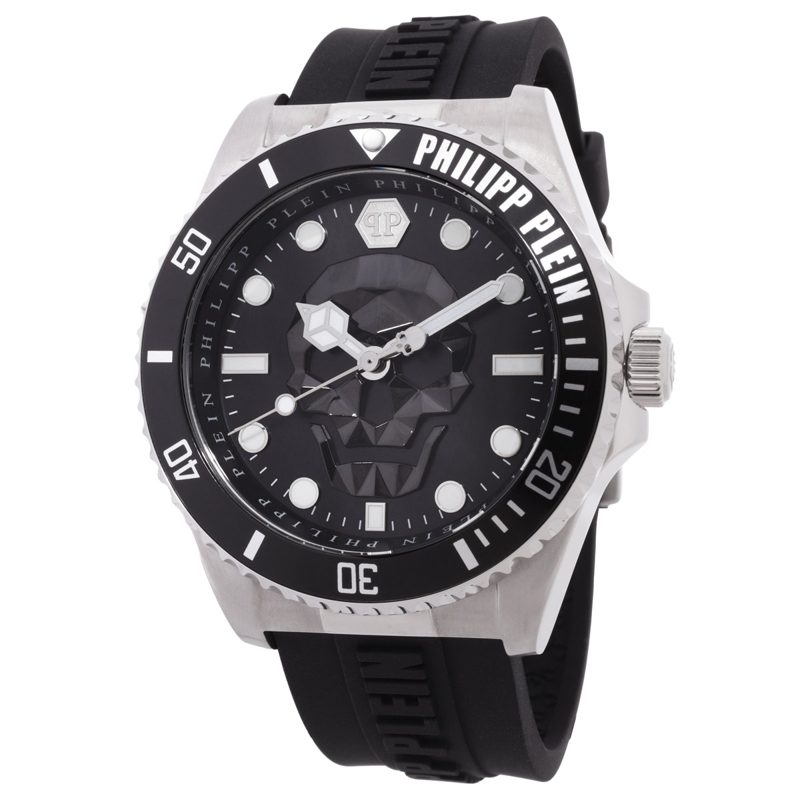 Philipp Plein The Skull Diver Quartz Black Dial Mens Watch PWOAA0122