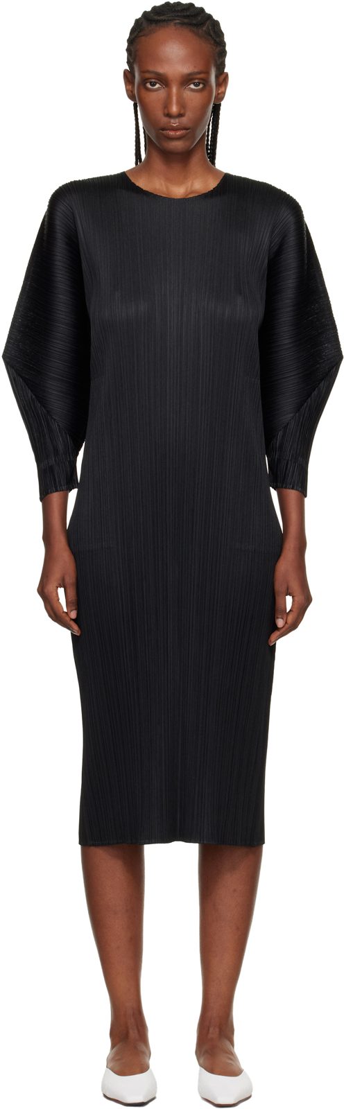 PLEATS PLEASE [이세이 미야케] Black Skyline Midi Dress 261941F054017