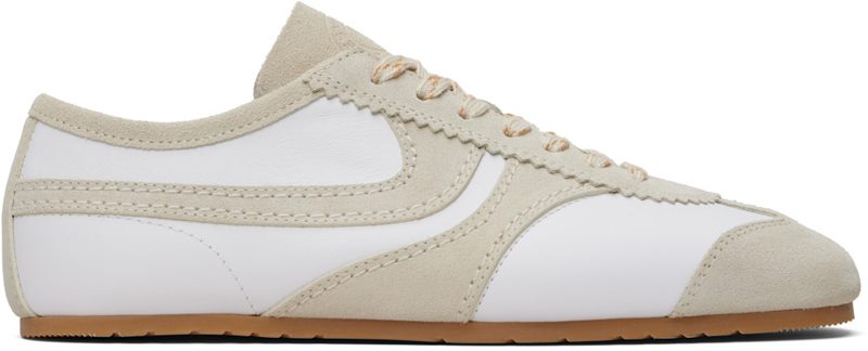 White & Gray Suede Sneakers 261358M237020