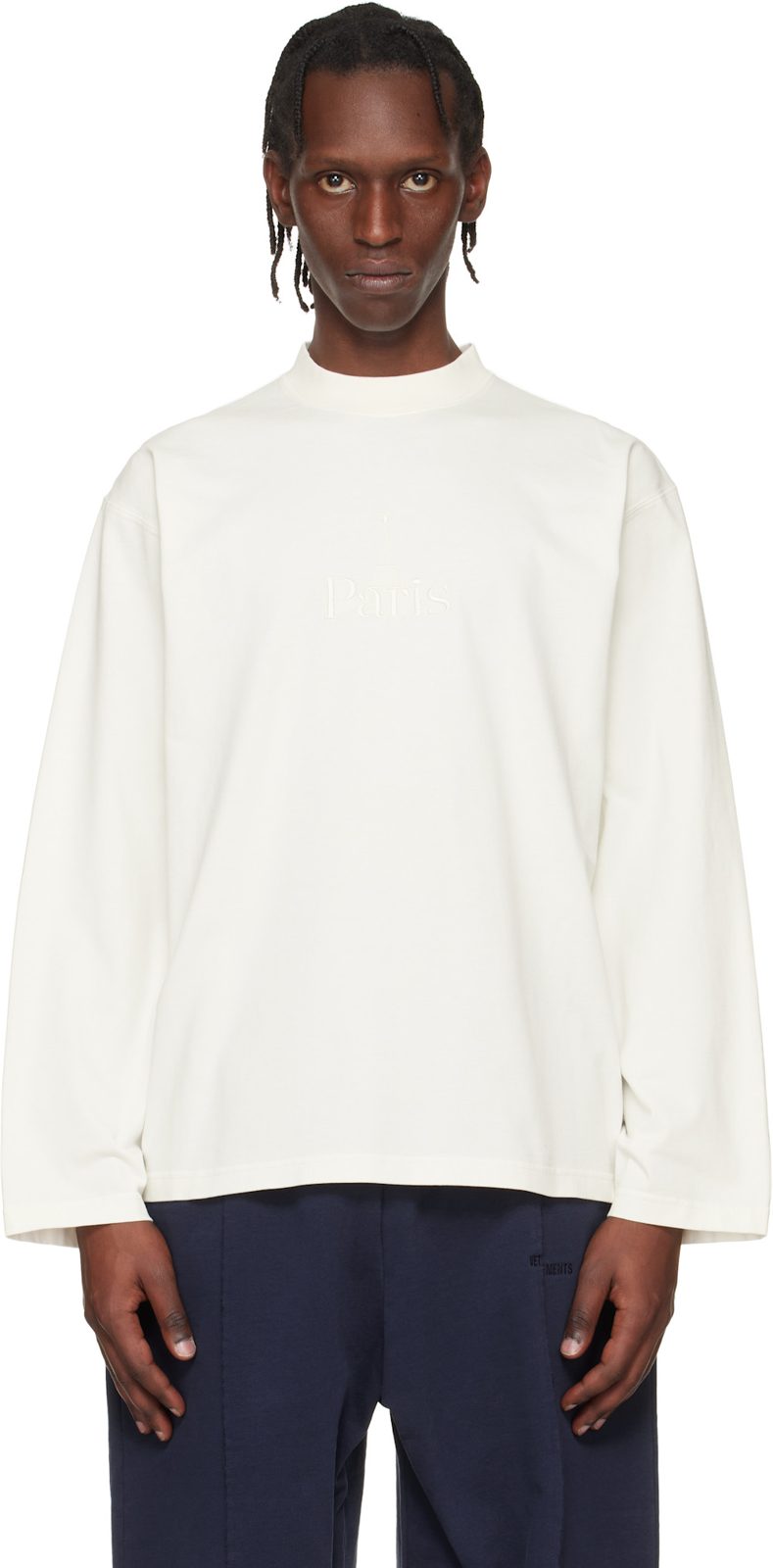 오프화이트 Paris Embroidered Longsleeve T-shirt 261669M213034