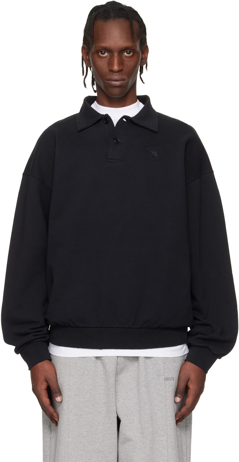 Black Distressed Logo Polo 261669M212004