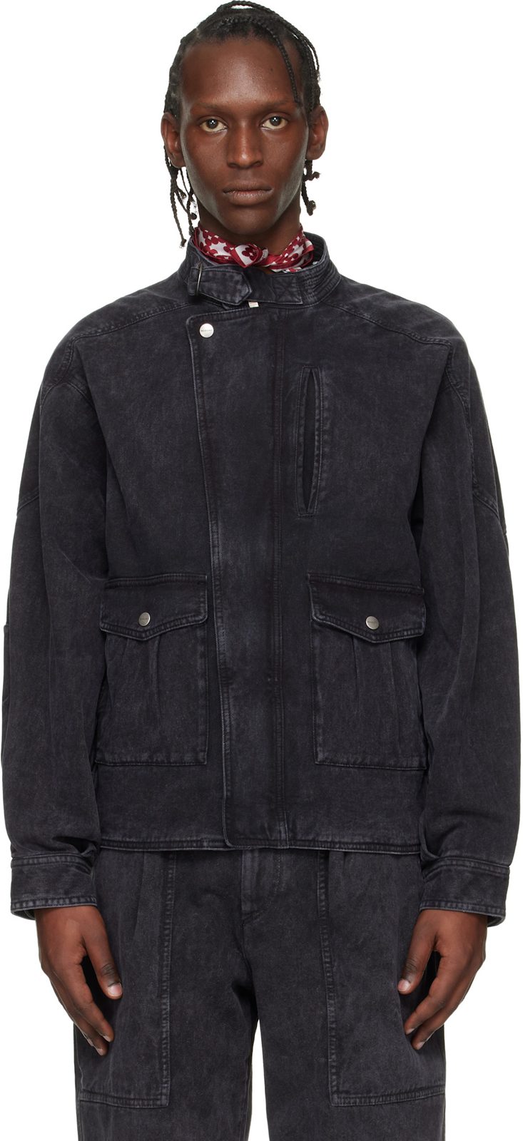 Black Isaiah Denim Jacket 261600M177000