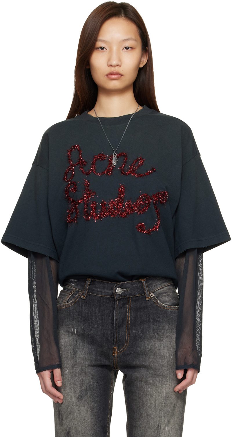Gray Layered Logo T-shirt 261129F110007