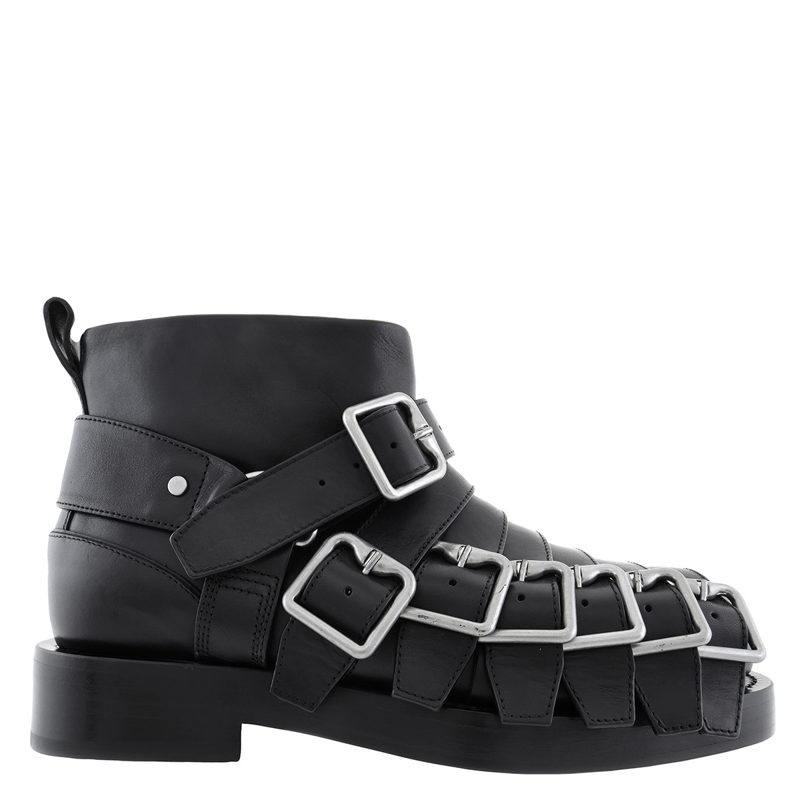 Buckled Leather Biker Boots