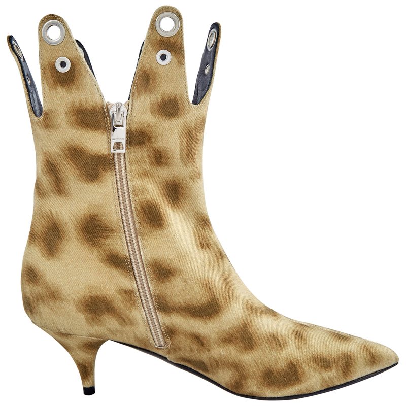 Jermaine Leopard Print Eyelet Detail Ankle Boots