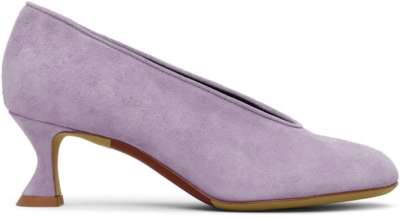 Moschino Purple Duck Suede Heels 261720F122000