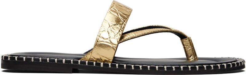 Gold Leather Sandals 261358F124002