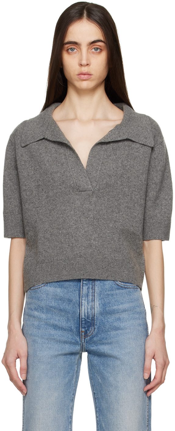 Gray Shrunken Jo Sweater 231914F100008