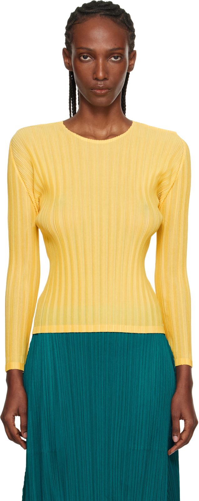 Pleats PLEASE [이세이 미야케] Yellow Rib January T-shirt 261941F110029