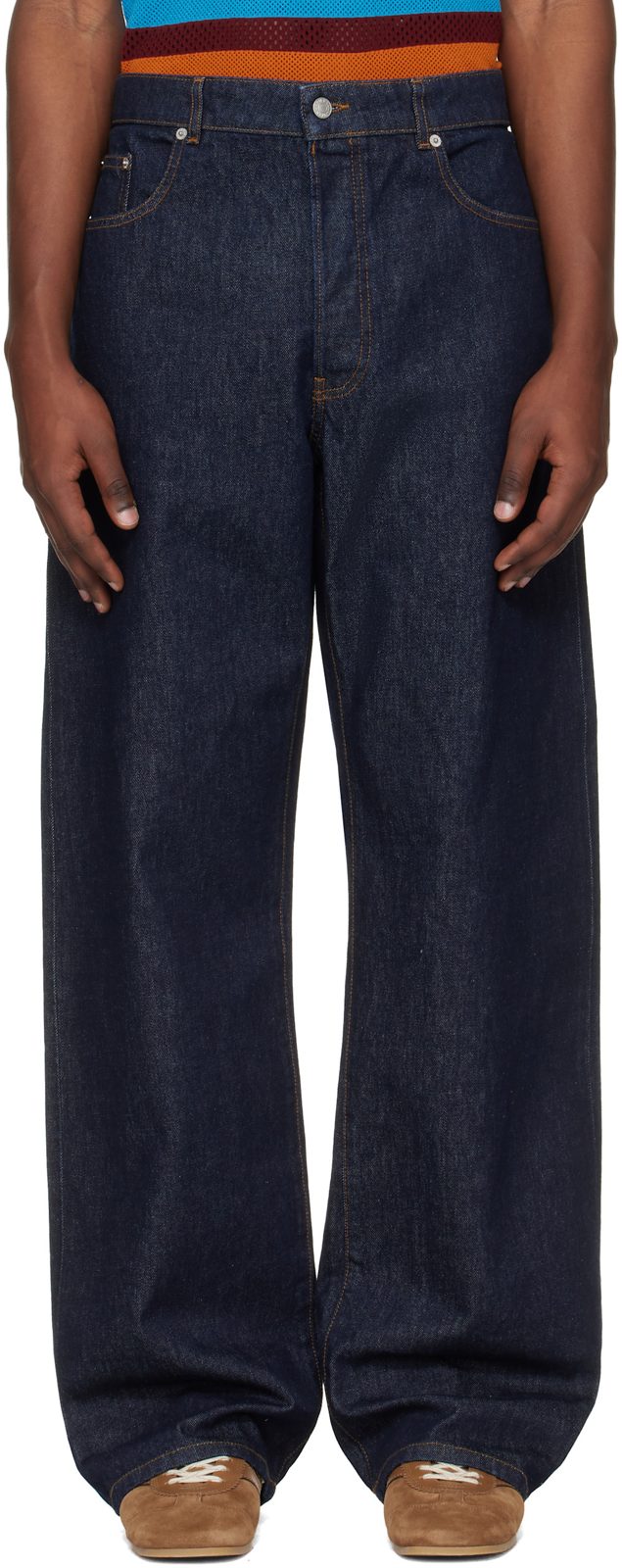 Blue Straight Leg Jeans 261358M186003