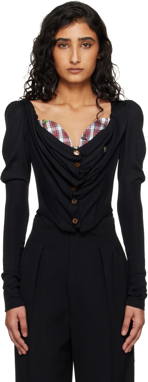 Black Bea Corset Cardigan 261314F095007