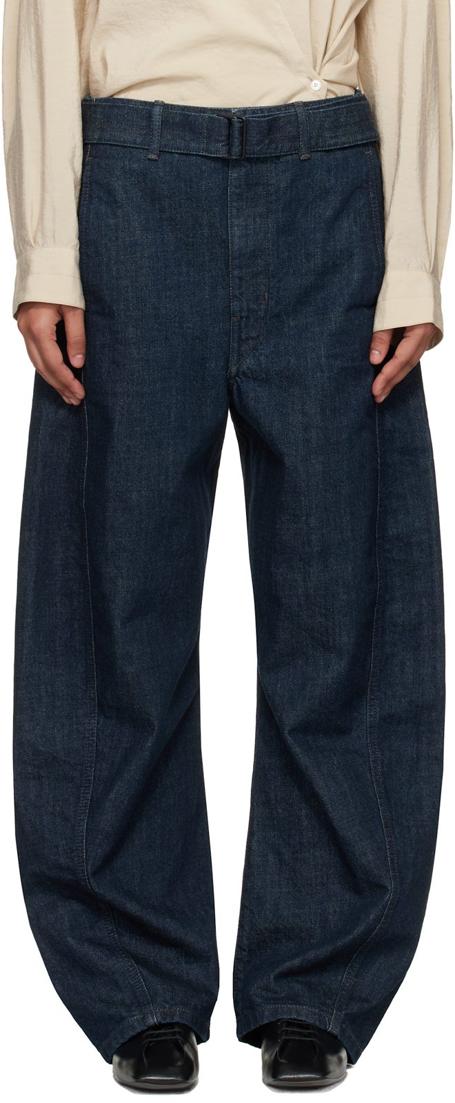 Navy Twisted Belted Jeans 261646F069000
