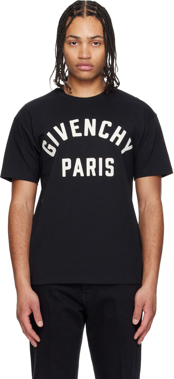 Black Cotton [지방시] Paris Embroidery T-shirt 261278M213018