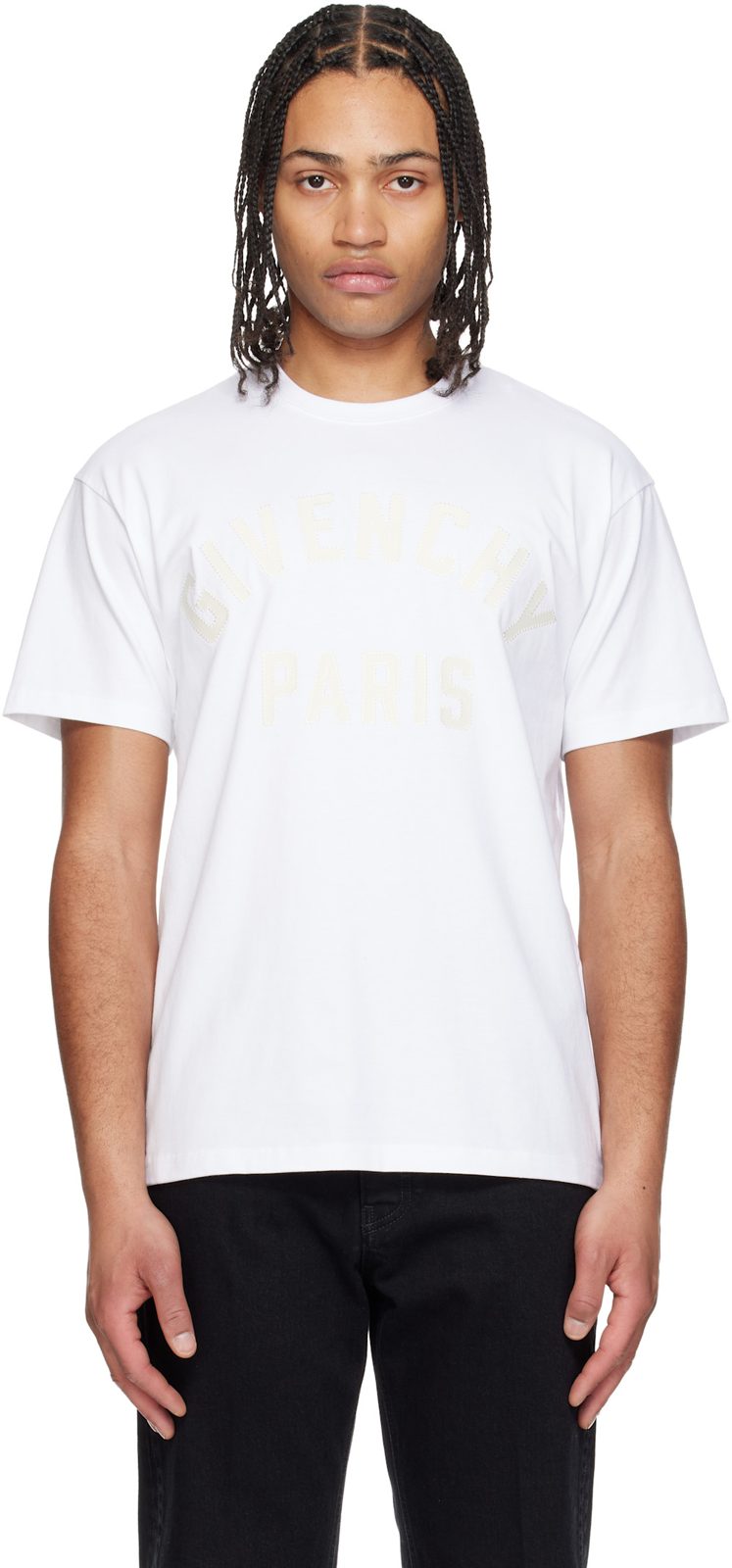 White Cotton [지방시] Paris Embroidery T-shirt 261278M213017