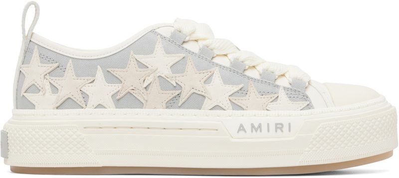 White & Grey Stars Court Low Sneakers 261886M237051