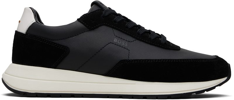 Black Suede Trim Sneakers 261085M237045