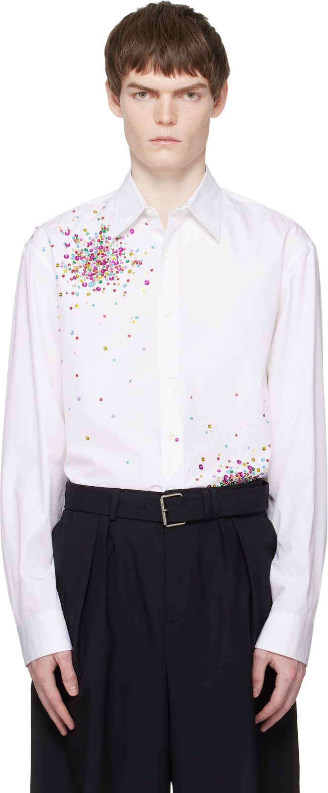 White Sequinned Shirt 261358M192059