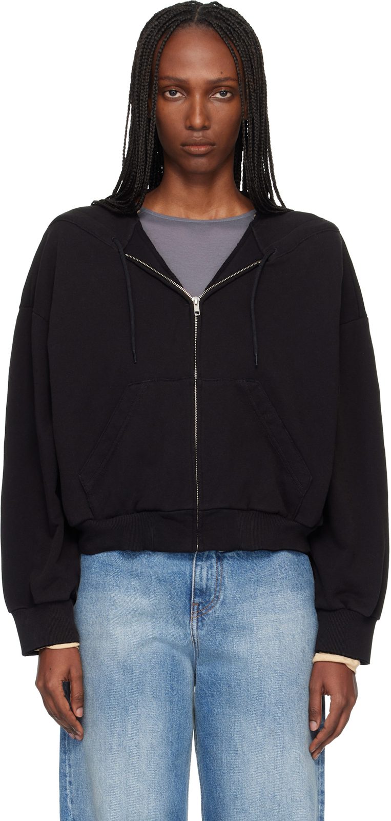 Black Unbrushed Cotton Sweatshirt 261188F097003
