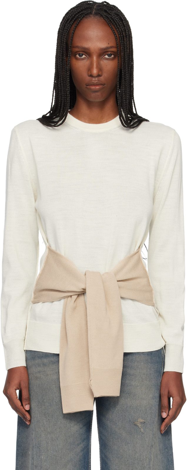 Beige Xtra Sleeves Sweater 261188F096005