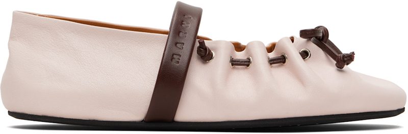 Marni Pink Leather Mary Jane Soft Ballerina Flats 261379F118003