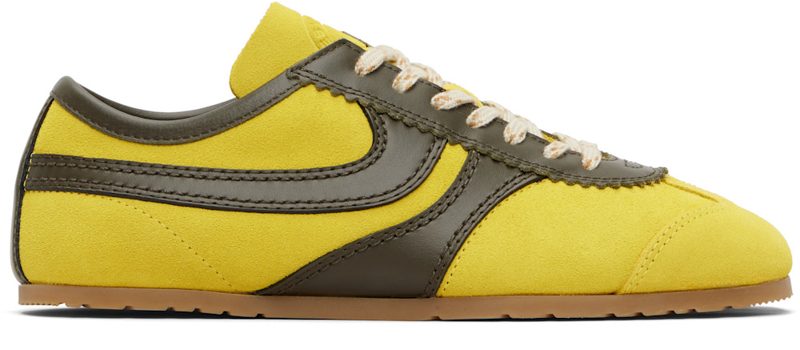 Yellow & Khaki Suede Sneakers 261358F128008