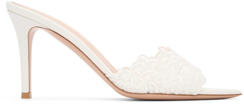 White Yvonne Mule Heeled Sandals 261090F125009