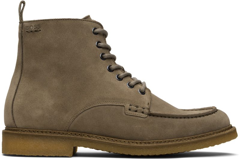 Beige Suede Crepe-Outsole Half Boots 261085M255000