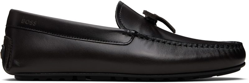 Brown Bow-Trim Driver Loafers 261085M239000