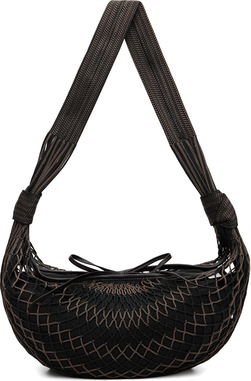 Brown & Black Croissant Filt Bag 261646M170052