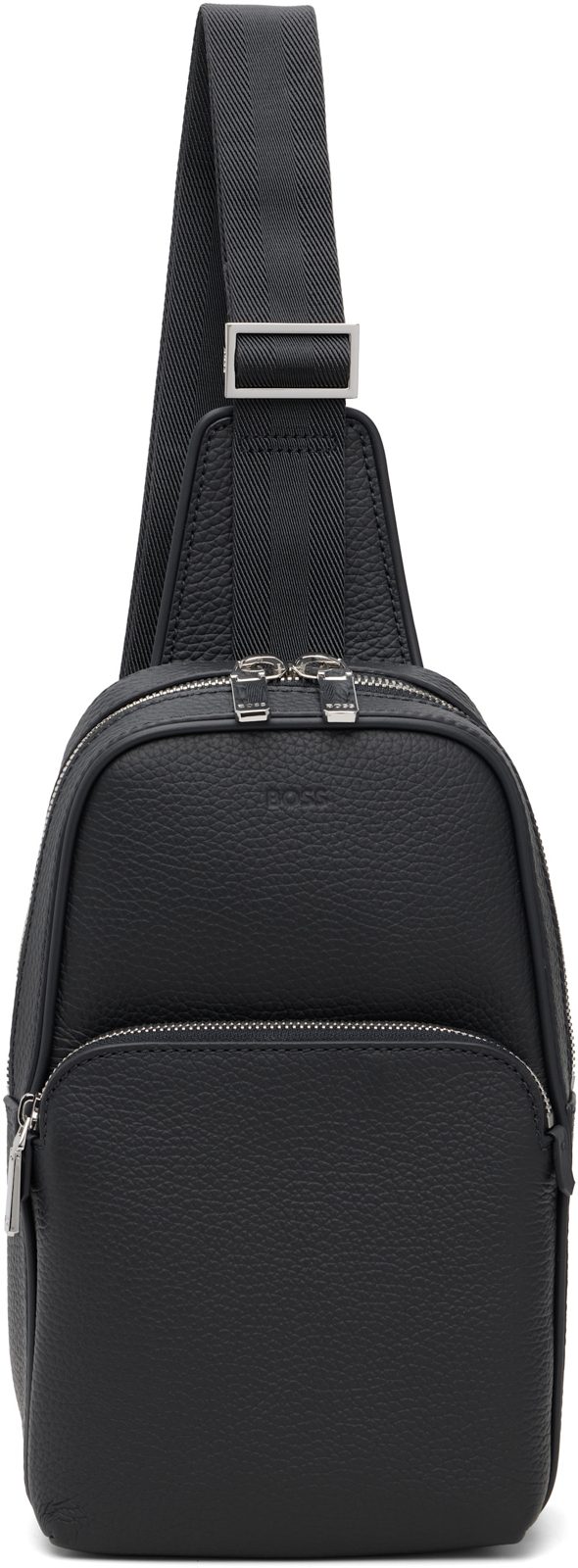 Navy Leather LOGO-EM[보스]ED Sling Bag 261085M170012