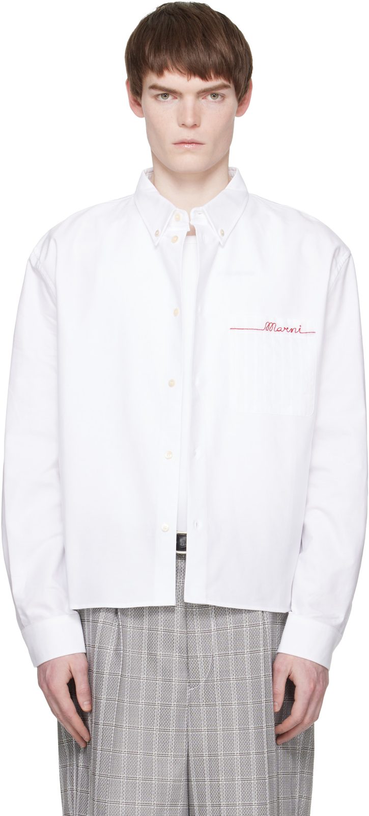 Marni White Cotton Oxford Shirt 261379M192006