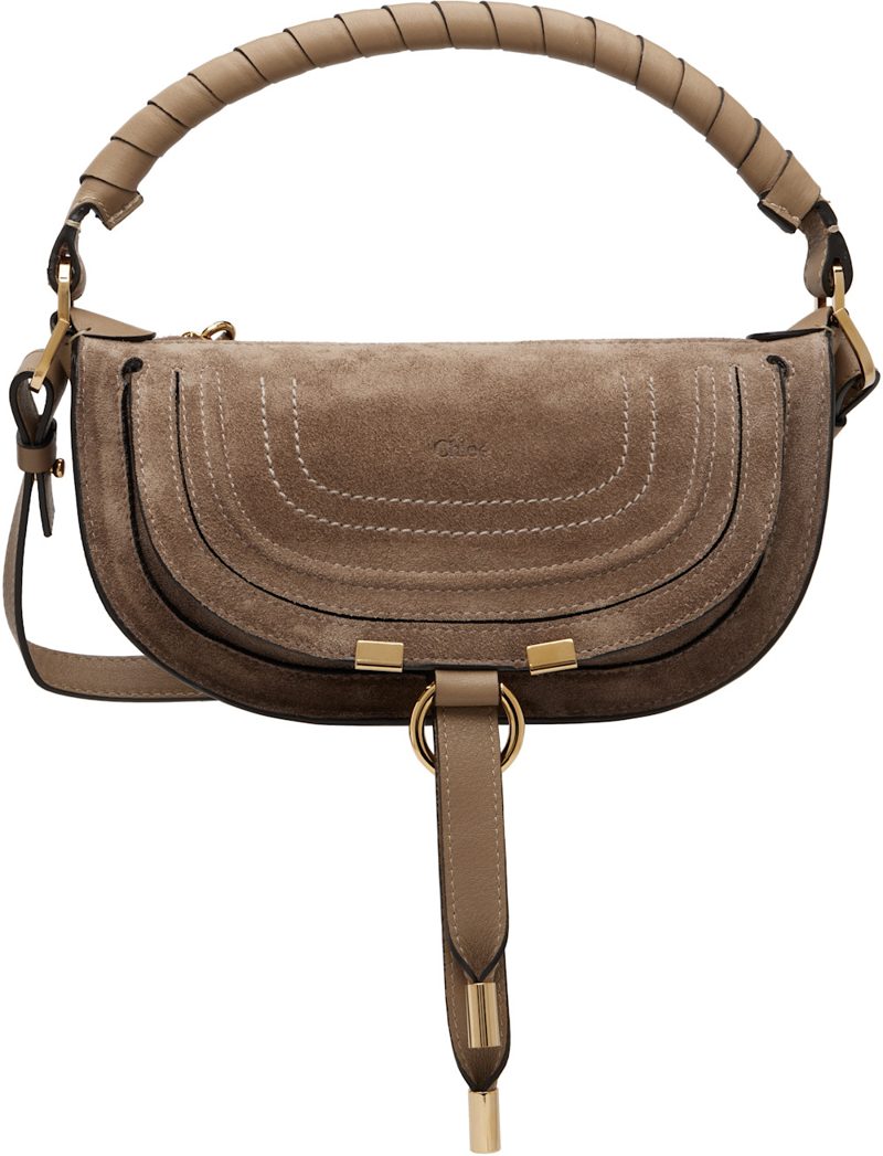 Chloe Taupe Suede Leather Mini Marcie Shoulder Bag 261338F048000