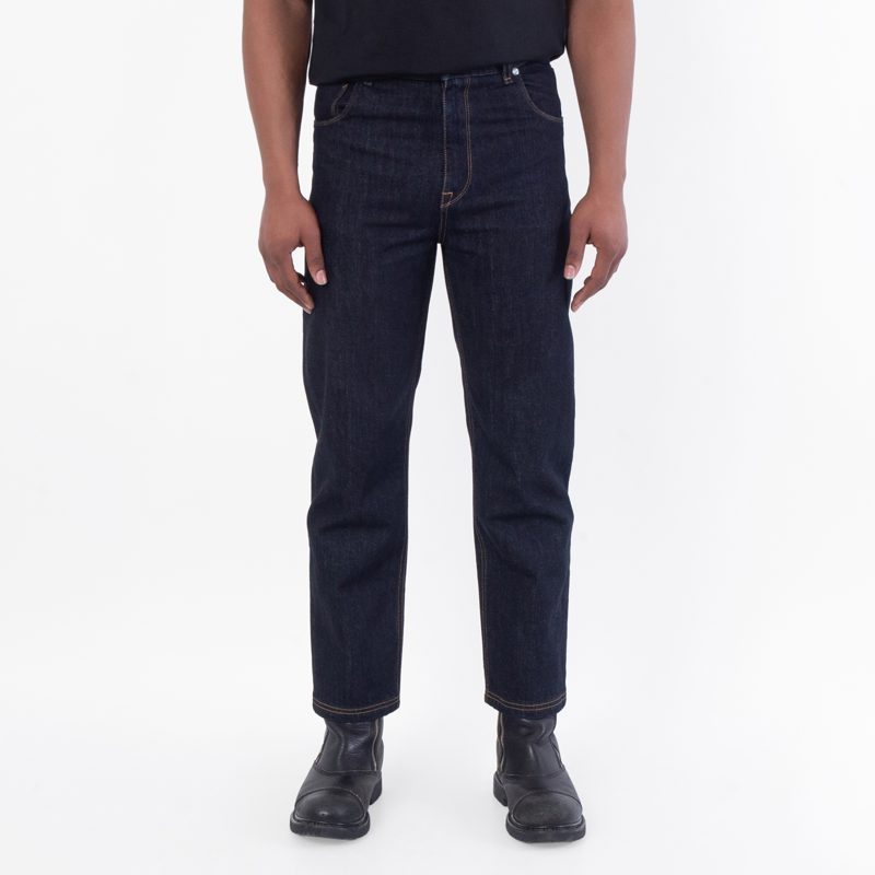 Mens Long Denim Straight-Cut Jeans