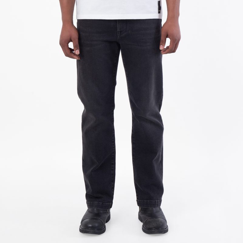 Black Straight-Cut Cotton Denim Jeans
