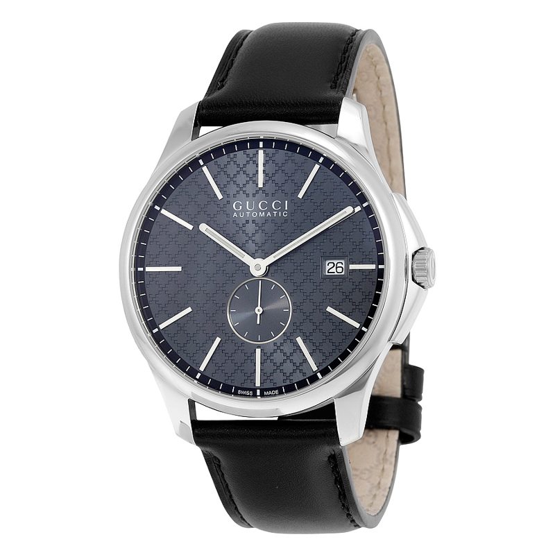 G-Timeless Automatic Grey Dial Black Leather Mens Watch YA126319