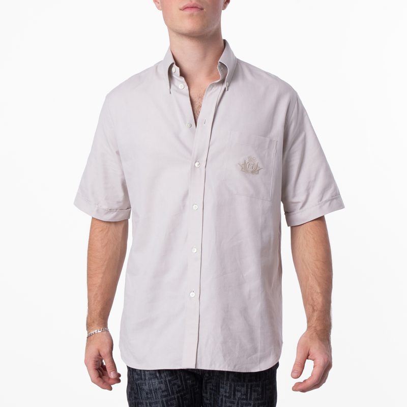 Mens Logo Embroidered Button Down Shirt