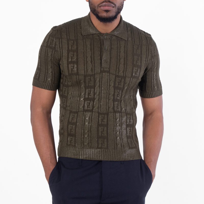 Mens FF Wool Blend Knit Polo Shirt