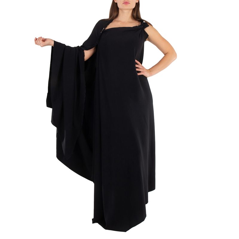Ladies Black Draped Asymmetric Dress