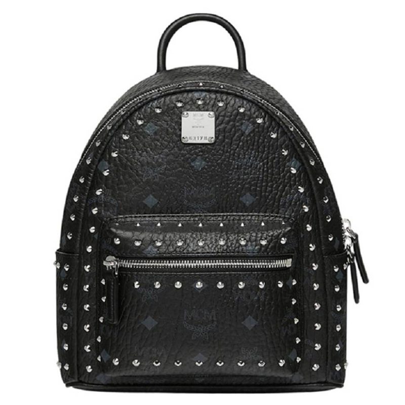 MCM Black Mini Visetos Stark Backpack