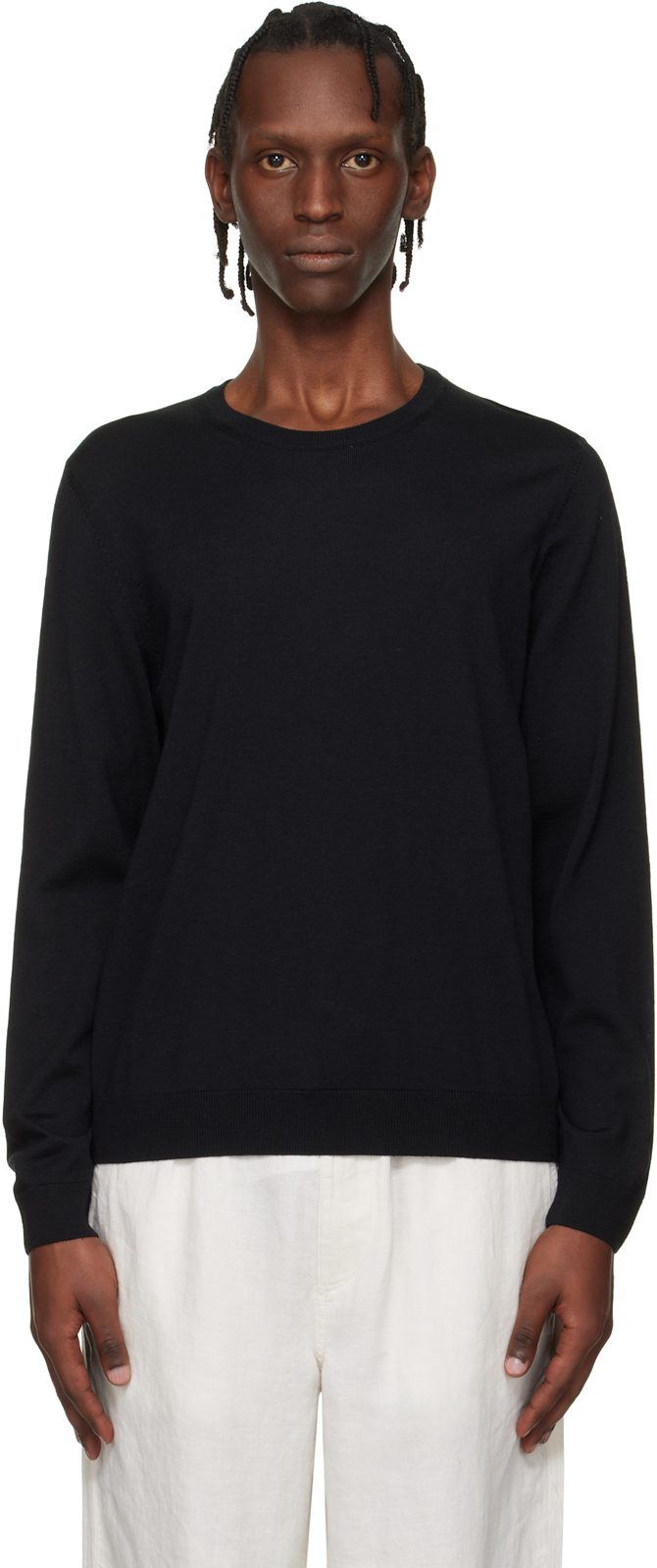 Black Slim-Fit Merino-Wool Sweater 261085M201009