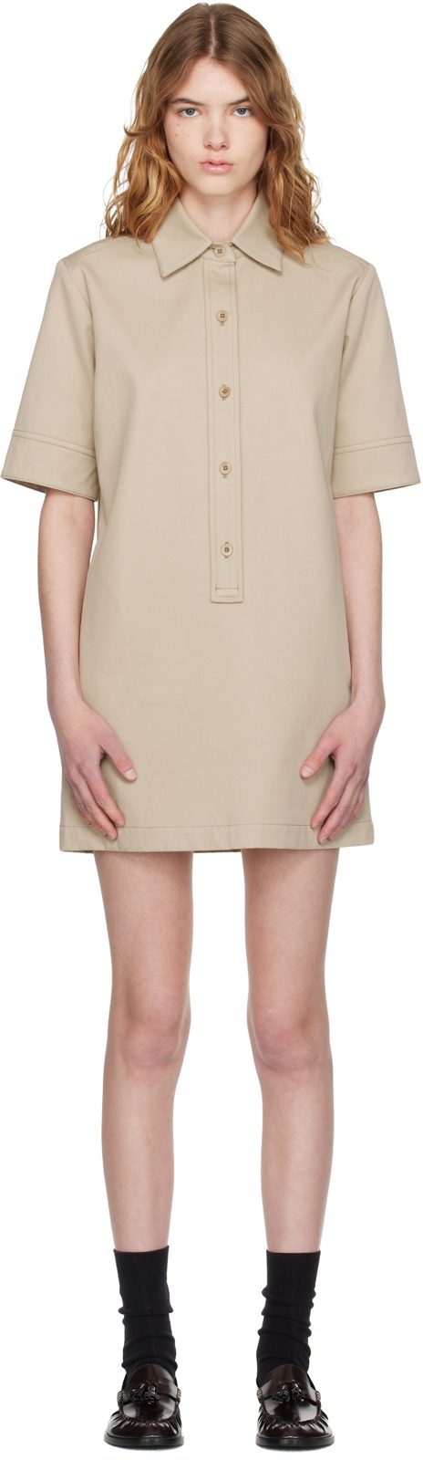 Beige Poly Mini Dress 261252F052001