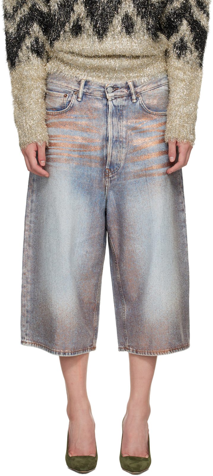 Blue Glitter Dawn Denim Shorts 261129F088011