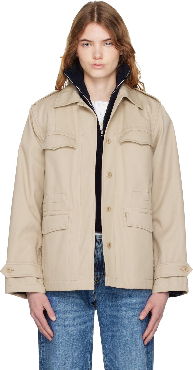 Beige Belted Jacket 261252F063002