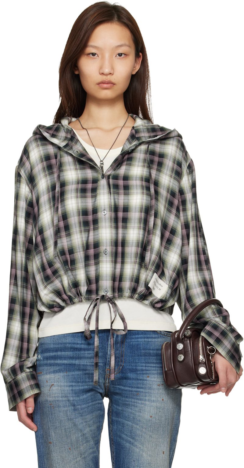 Black & Green Hooded Overshirt 261129F109007