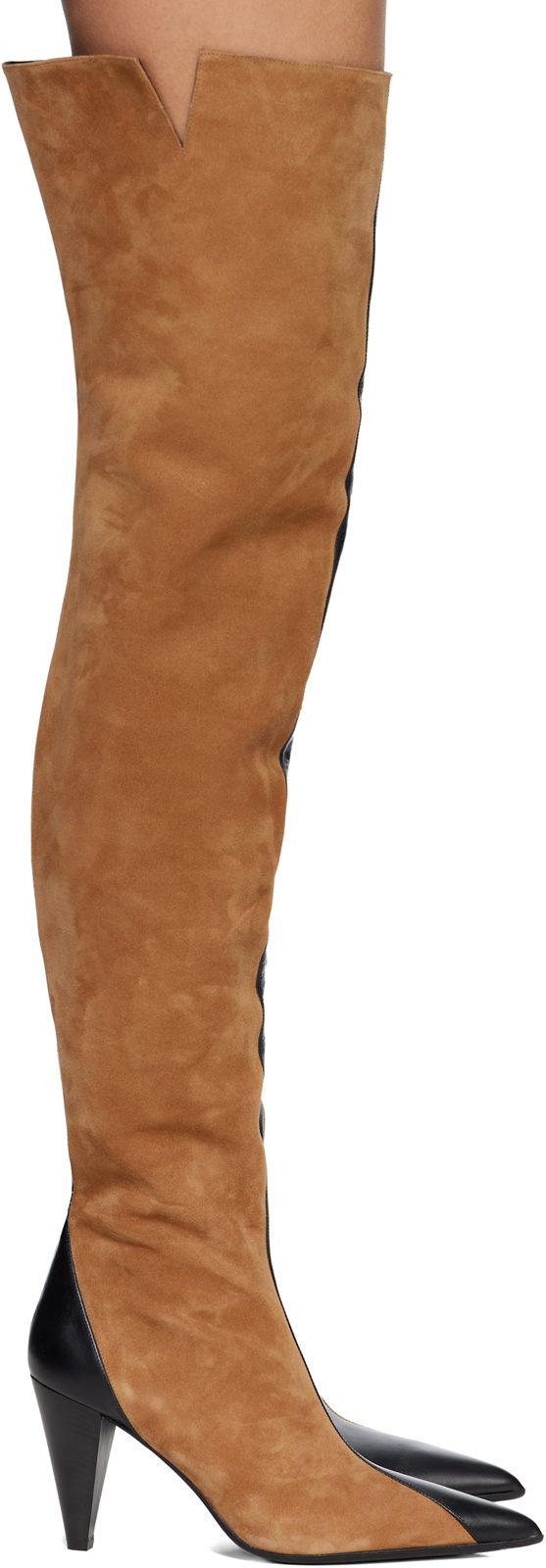 Tan & Black Harvey Over-the-Knee High Boots 261914F115001