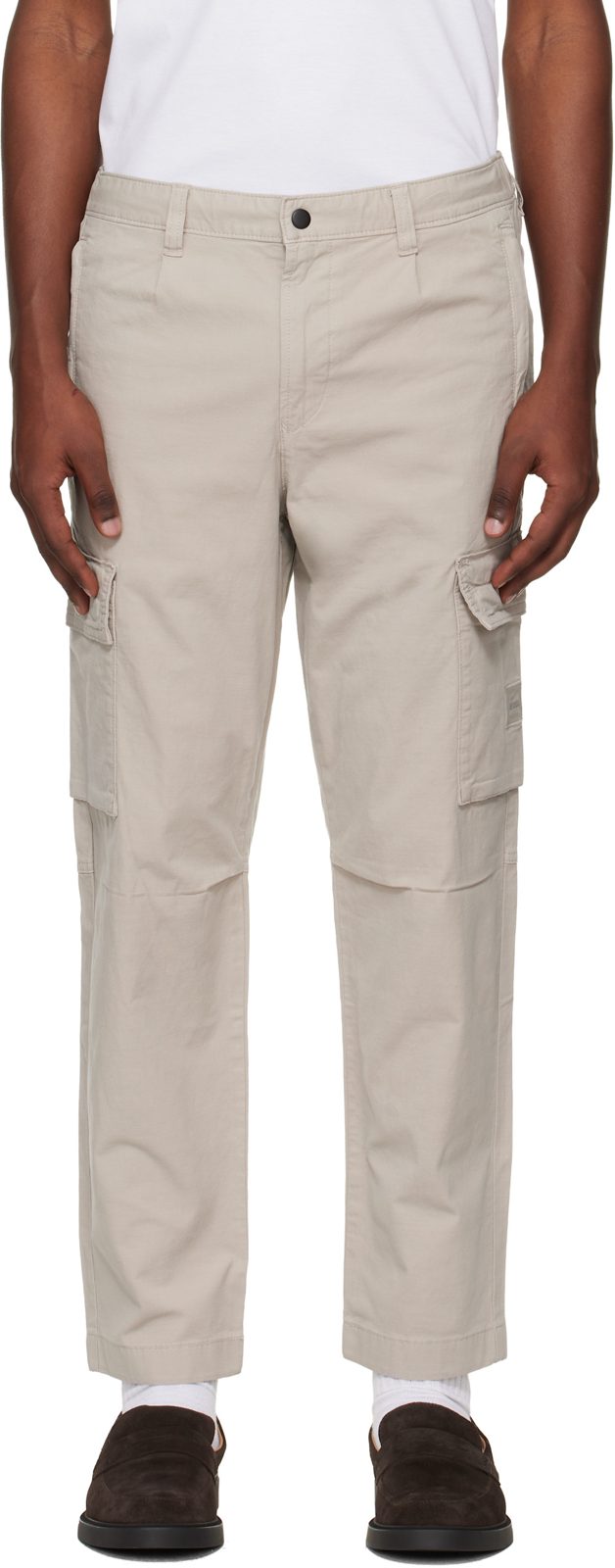 Gray Cotton Cargo Pants 261085M188001