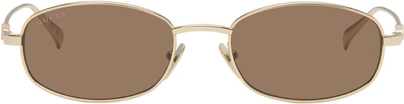 Gold Oval Frame Sunglasses 261451M134028