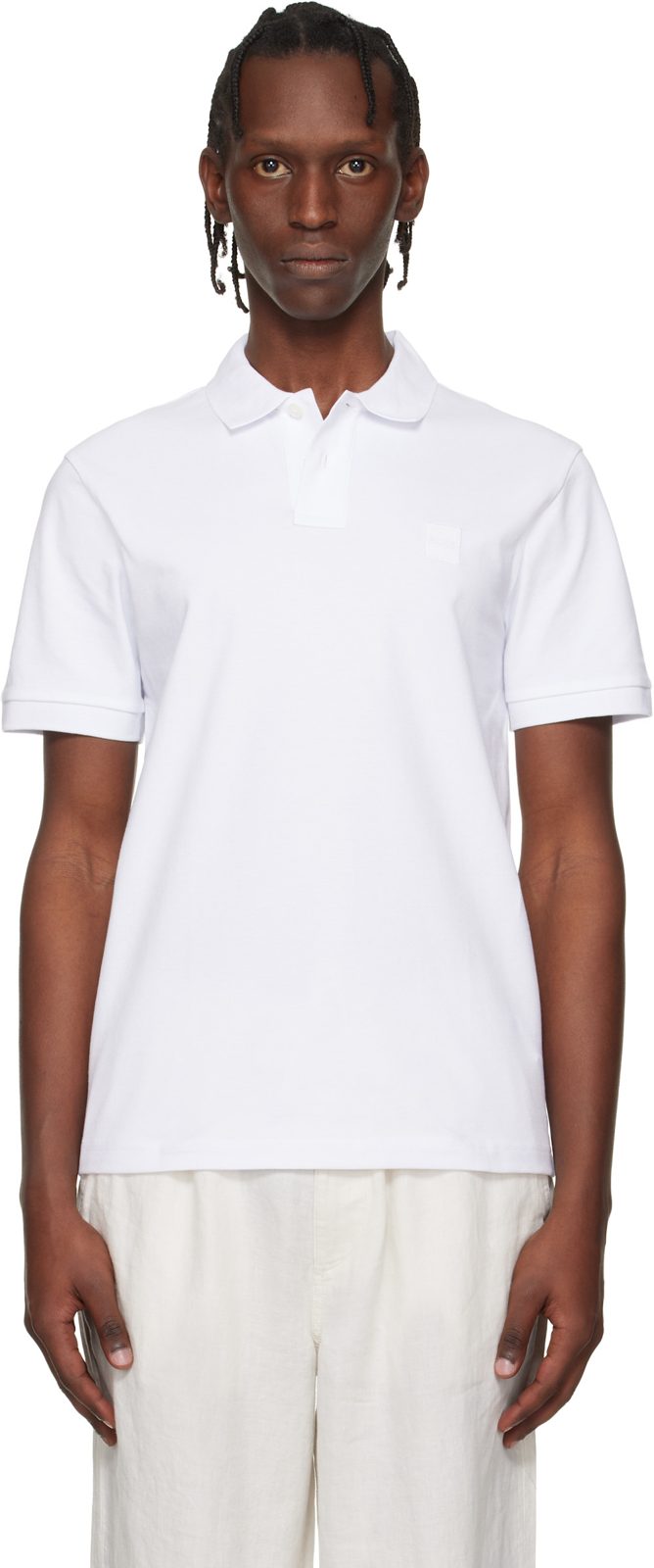 White Stretch-Cotton Slim-Fit Polo 261085M212046