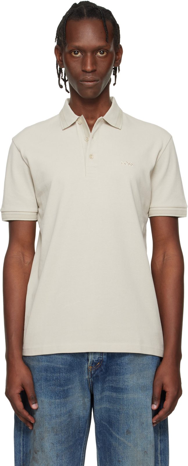 Beige Cotton Pique Paddy Polo 261085M212041